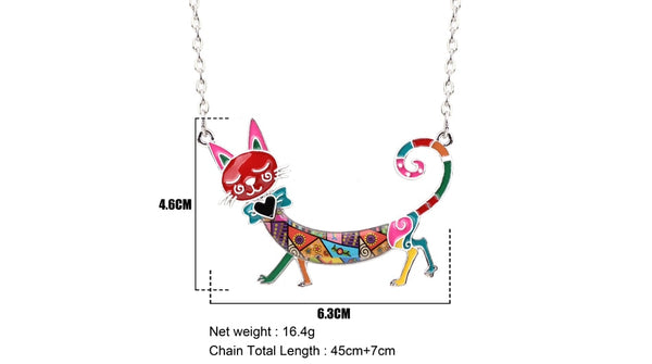 Statement Maxi Enamel Kitten Cat Choker Necklace Alloy Pendant Chain Collar Animal Pets Accessories Jewelry For Women | Vimost Shop.