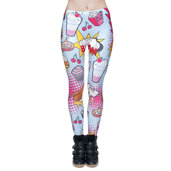 Fashion Fast Food Comix 3D Printing Punk Women Ladies Legging Stretchy Trousers Casual Pants Leggings | Vimost Shop.