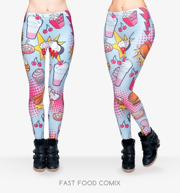 Fashion Fast Food Comix 3D Printing Punk Women Ladies Legging Stretchy Trousers Casual Pants Leggings | Vimost Shop.