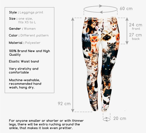 Fashion Animal Shapes Cats 3D Full Printing Punk Women Legging Slim Fit Trousers Casual Pants Leggings | Vimost Shop.