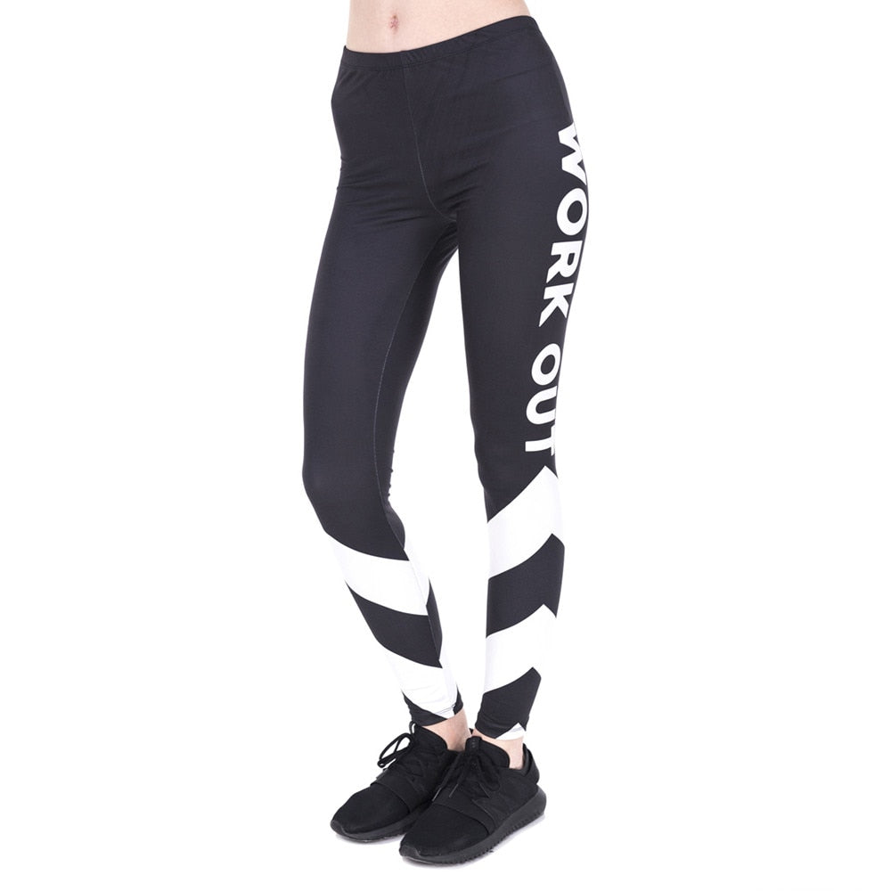 High Quality Woman Fitness Legins Work Out White Arrows Printing Work Out Legging Women High Waist Slim Leggings | Vimost Shop.