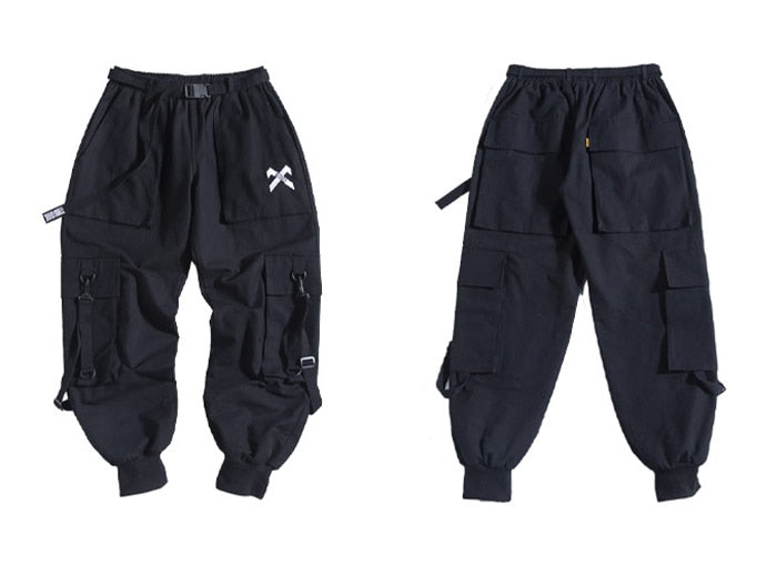 Ribbons Casual Hip Hop Cargo Pants Mens Summer Elastic Waist Japanese Streetwear Harajuku Joggers Trousers | Vimost Shop.