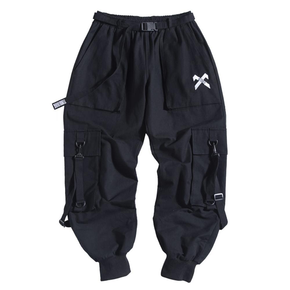 Ribbons Casual Hip Hop Cargo Pants Mens Summer Elastic Waist Japanese Streetwear Harajuku Joggers Trousers | Vimost Shop.