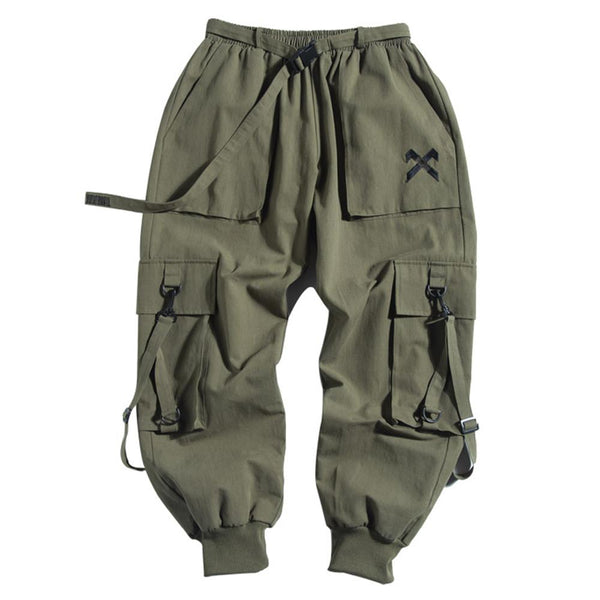 Ribbons Casual Hip Hop Cargo Pants Mens Summer Elastic Waist Japanese Streetwear Harajuku Joggers Trousers | Vimost Shop.