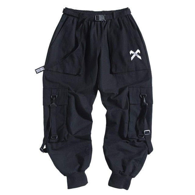 Ribbons Casual Hip Hop Cargo Pants Mens Summer Elastic Waist Japanese Streetwear Harajuku Joggers Trousers | Vimost Shop.