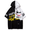 Hip Hop Color Block Smile Letter Print Men T Shirt Harajuku Fashion Streetwear Hooded Casual Cotton Tops Tee | Vimost Shop.