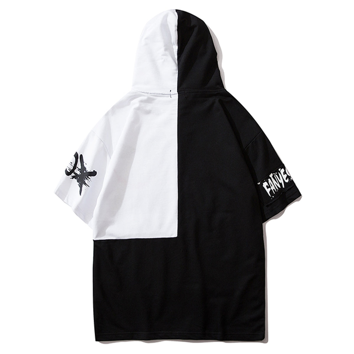 Hip Hop Color Block Smile Letter Print Men T Shirt Harajuku Fashion Streetwear Hooded Casual Cotton Tops Tee | Vimost Shop.