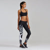 Women's Skull&flower Black Leggings Digital Print Pants Trousers Stretch Pants Plus Size | Vimost Shop.