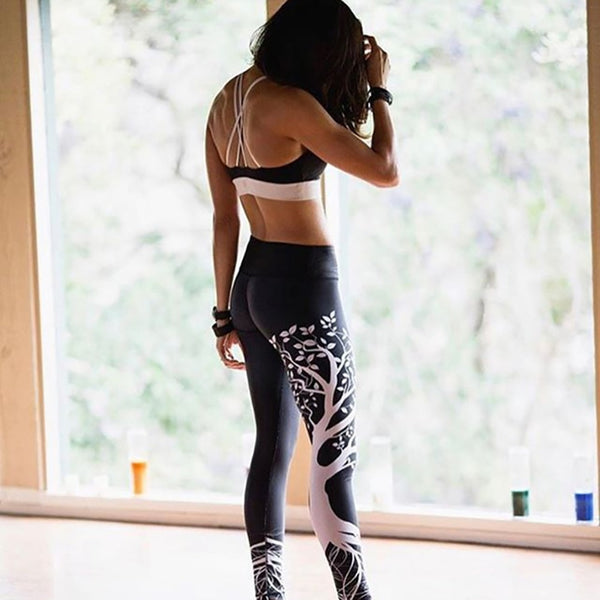 Women's Skull&flower Black Leggings Digital Print Pants Trousers Stretch Pants Plus Size | Vimost Shop.