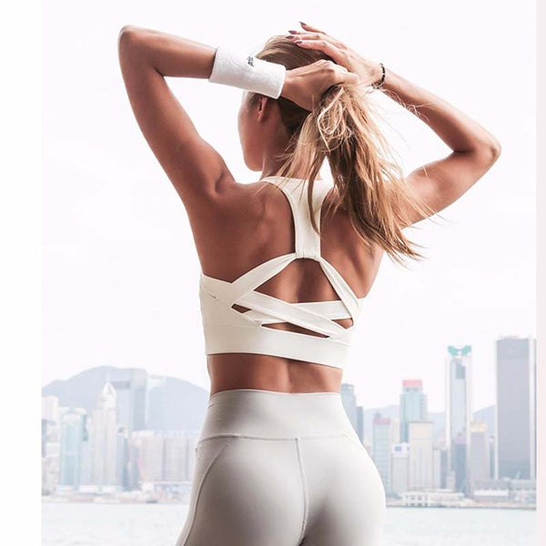 New Style White Strap Push Up Sports Bra for Women yoga top | Vimost Shop.