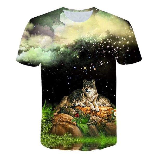 Newest Wolf 3D Print Animal Cool Funny T-Shirt Men Short Sleeve Summer Tops Male T Shirt Fashion Breathable With Short | Vimost Shop.