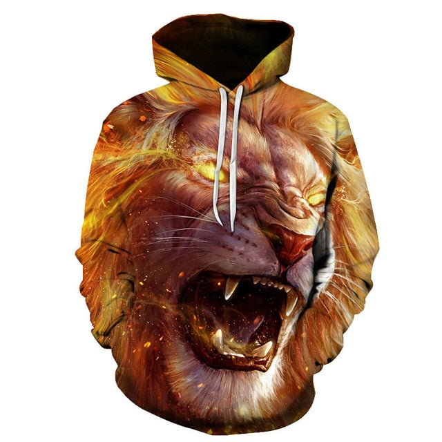 Novelty Flame Lion Hoodie Men's Animal Men's Clothing Flame Hoodie Sweatshirt Sweatshirt 3D Hoodie Sportswear Unisex clothing | Vimost Shop.