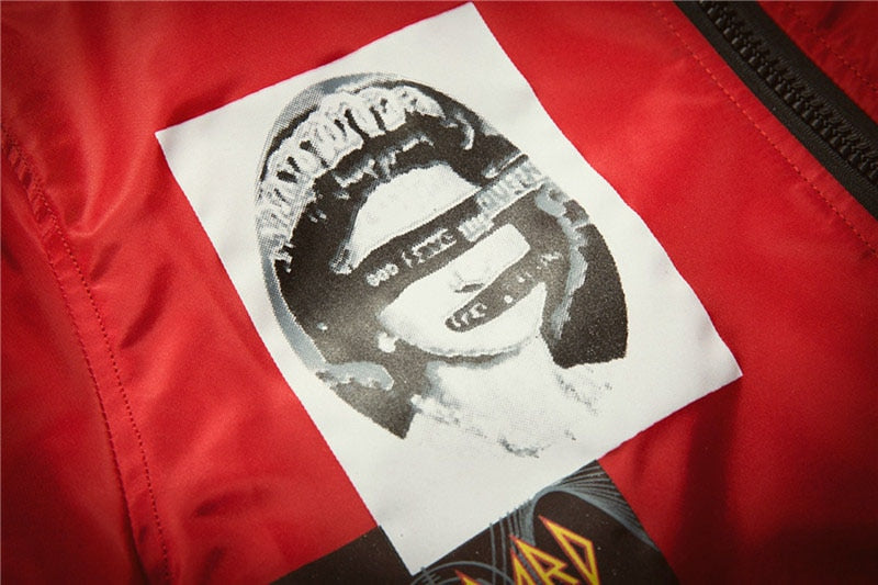 Men Print Plus Size Stand Collar Bomber Jacket Outwear | Vimost Shop.