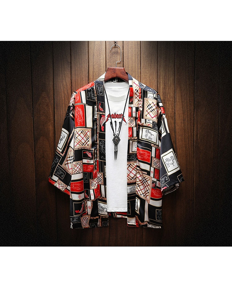 Kimono Satin Short Sleeve Beach Tee Shirt Men Funny Anime Print Hip Hop Fashion Hawaii Holiday T-Shirt Streetwear Casual Tshirts | Vimost Shop.