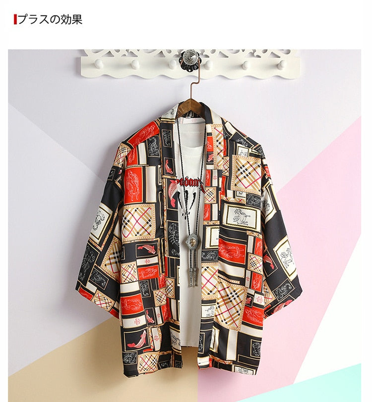 Kimono Satin Short Sleeve Beach Tee Shirt Men Funny Anime Print Hip Hop Fashion Hawaii Holiday T-Shirt Streetwear Casual Tshirts | Vimost Shop.