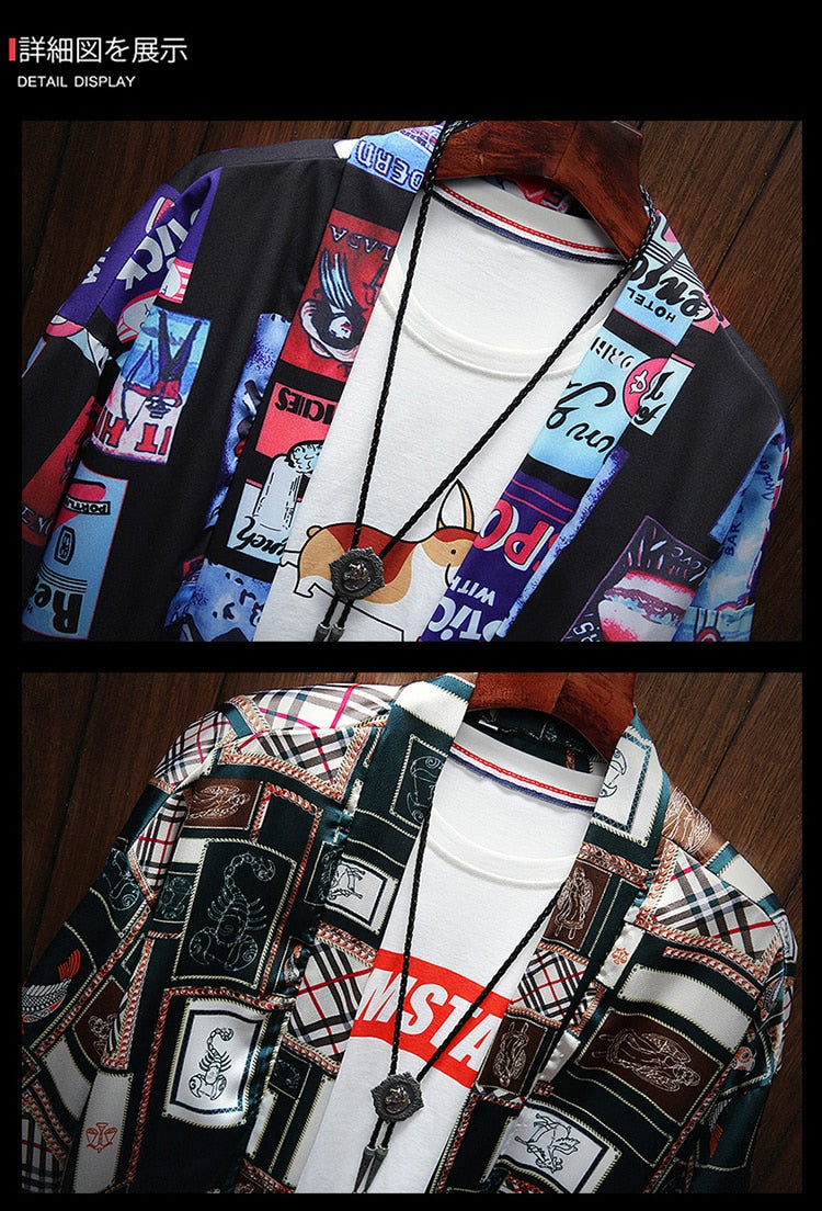 Kimono Satin Short Sleeve Beach Tee Shirt Men Funny Anime Print Hip Hop Fashion Hawaii Holiday T-Shirt Streetwear Casual Tshirts | Vimost Shop.