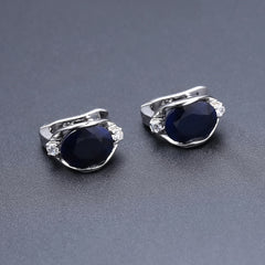 925 Sterling Silver Stud Earrings 6.48Ct Natural Blue Sapphire Earrings For Women Engagement  Jewelry New Brand | Vimost Shop.