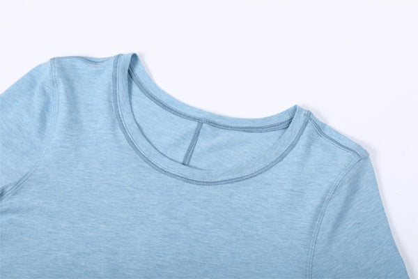 Women's Pima Cotton Workout Shirts Long-Sleeve T-Shirt Crewneck Athletic Top Gym