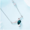 Hummingbird collier ras du cou with Green Crystal from Swarovski Silver 925 Necklace with Zircon for Mother Gifts Jewelry | Vimost Shop.