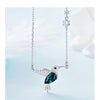 Hummingbird collier ras du cou with Green Crystal from Swarovski Silver 925 Necklace with Zircon for Mother Gifts Jewelry | Vimost Shop.