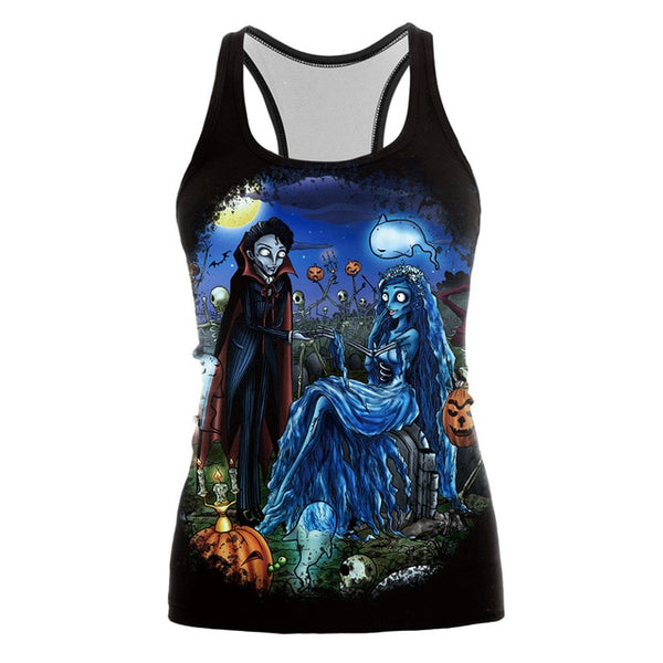 The Nightmare Before Christmas Tank Top for Women Corpse Bride Gothic Style Halloween Sleeveless Vest | Vimost Shop.