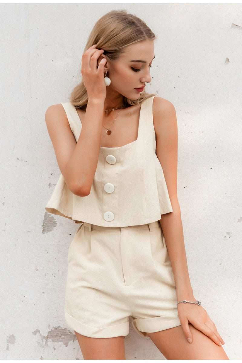Simplee Casual two-piece women playsuits Sleeveless | Vimost Shop.