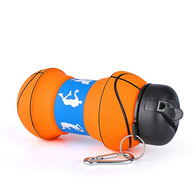 Sports Fold Water Bottle Football Basketball Tennis Leakproof Portable Silica gel Kettle Travel Office School Kids Water Bottle | Vimost Shop.
