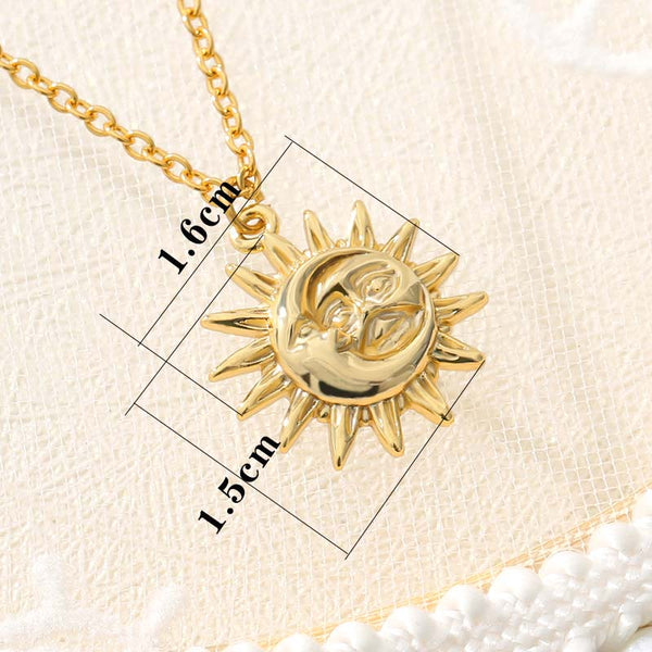 Vintage Sun and Moon Charm Celestial Dainty Necklaces For Women Boho Jewelry Stainless Steel Chain Couple Necklace Collier Femme | Vimost Shop.