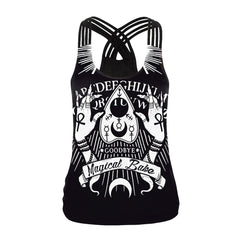 Magic Ouija Board Women Vest Sexy Backless Tops Gothic Witchy Black Tank Top Female Sleeveless Tops Plus Size | Vimost Shop.