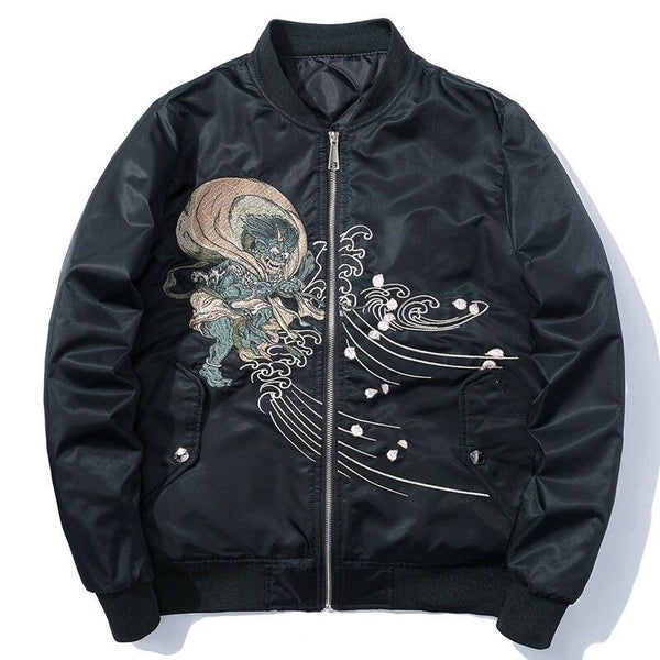 Jackets Men Japanese Embroidery MA1 Jacket Tracksuit Coats Hip Hop Stand Collar Casual Male Windbreaker Streetwear