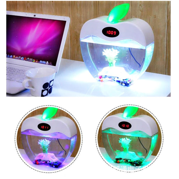 Aquarium USB Mini Aquarium with LED Night Light LCD Display Screen and Clock Fish Tank Personalise Aquarium Tank Fish Bowl D20 | Vimost Shop.