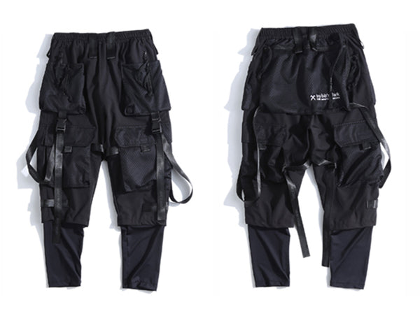 Ribbons Multi Pockets Cargo Pants Men Harajuku Casual Track Trouser Hip Hop Streetwear Techwear Pants Joggers Men | Vimost Shop.