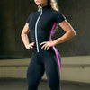 Women Patchwork Zip-up Short Sleeve Skinny Yoga Suit | Vimost Shop.