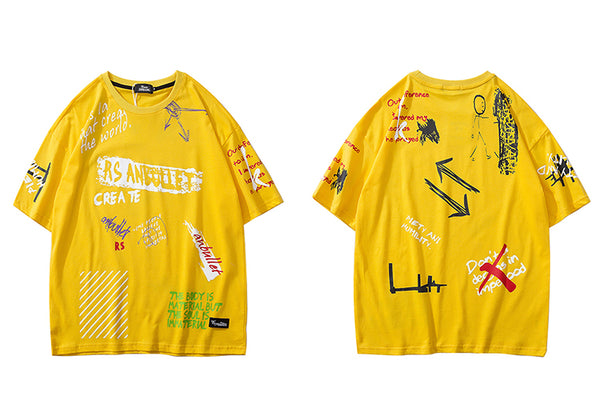 Men Hip Hop Graffiti T Shirt Harajuku  Streetwear Tshirt Summer Short Sleeve Fashion Cotton Tops Tees | Vimost Shop.