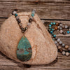 Women's Fashion Handmade Boho Necklace Mix Natural Stones Big Teardrop Pendant Necklace Lariat Beads Knotted Bohemia Necklace | Vimost Shop.
