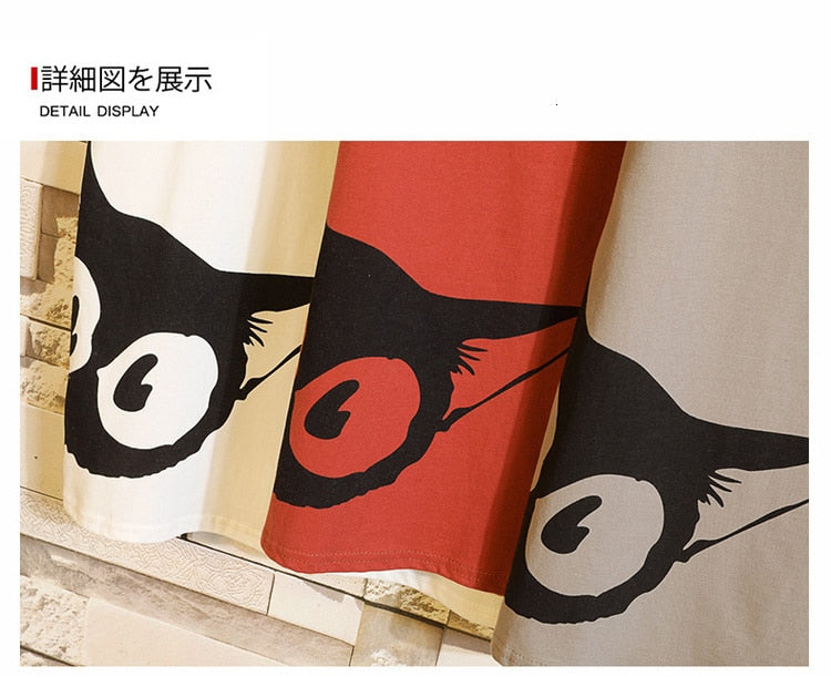 Funny Anime Cat Print O-Neck Fitness Black Tshirt Men White Oversized Hip-hop Cotton Tees Male Summer Streetwear Fashion T shirt | Vimost Shop.