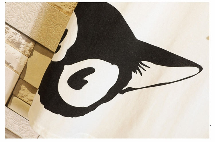 Funny Anime Cat Print O-Neck Fitness Black Tshirt Men White Oversized Hip-hop Cotton Tees Male Summer Streetwear Fashion T shirt | Vimost Shop.