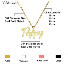 Gold Box Chain Custom Jewelry Personalized Name Pendant Necklace Handmade Cursive Nameplate Choker Women Men Bijoux BFF Gift | Vimost Shop.