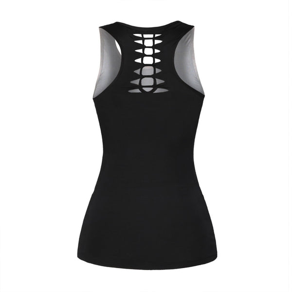 Fashion Gothic Women Vest Shirt Black Cat Round Neck Hollow Sleeveless Tank Tops Plus Size Streetwear Top | Vimost Shop.