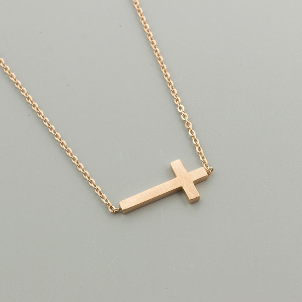 tainless Steel Statement Leaf Heartbeat Cross Necklaces Heart to Heart Crane Bar Crucifix Jesus Rose Gold | Vimost Shop.