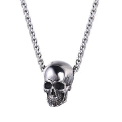 Halloween Jewelry Skull Necklace Stainless Steel Gothic Biker Pendant & Chain For Men/Women Punk Gift Gold/Black Color | Vimost Shop.