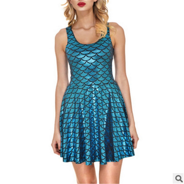 Summer Dress Sexy Women Fish Scales Bodycon Dress  Sleeveless Slim Club Party Female Ladies Dresses Plus Size | Vimost Shop.