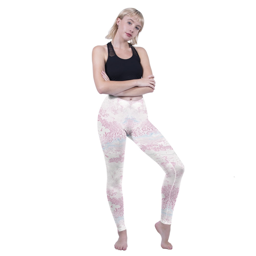 Fashion Women Legging Pink Tropics Printing With Multicolor Pattern Leggins High Elasticity Legins Fitness Pants Leggings | Vimost Shop.