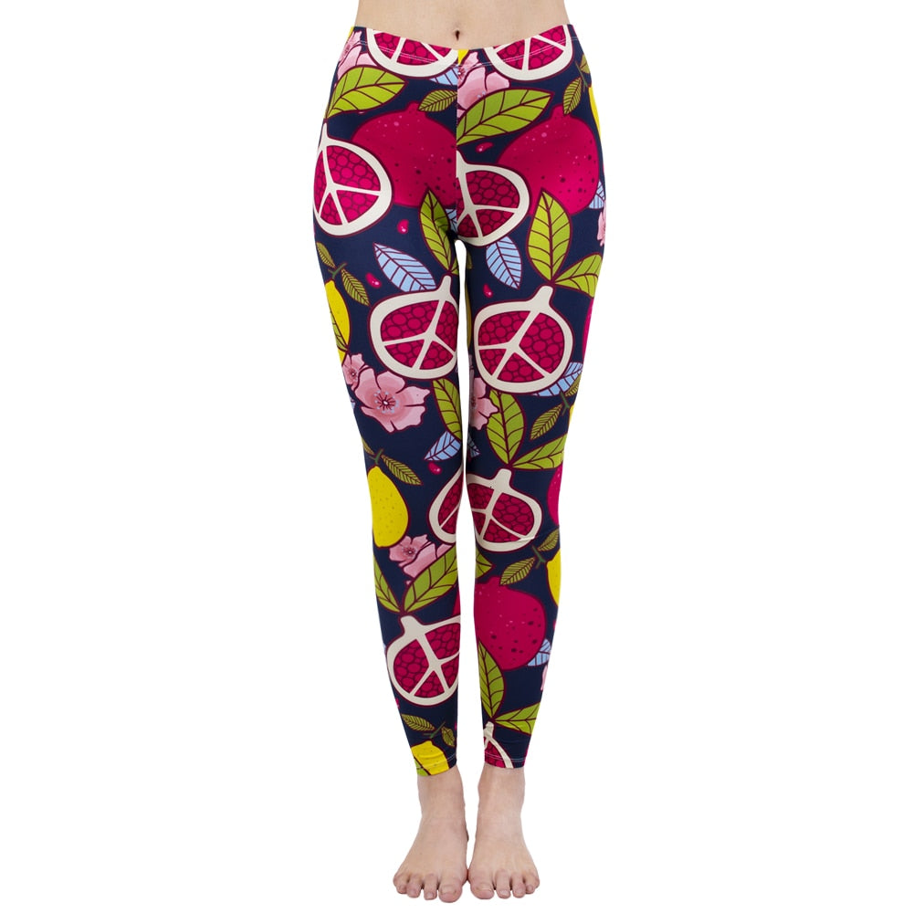 Fashion Women Legging Pink Tropics Printing With Multicolor Pattern Leggins High Elasticity Legins Fitness Pants Leggings | Vimost Shop.