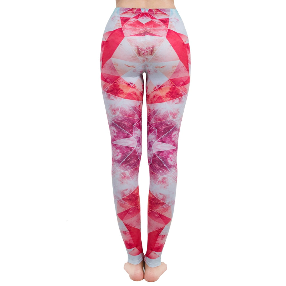 Fashion Women Legging Pink Tropics Printing With Multicolor Pattern Leggins High Elasticity Legins Fitness Pants Leggings | Vimost Shop.