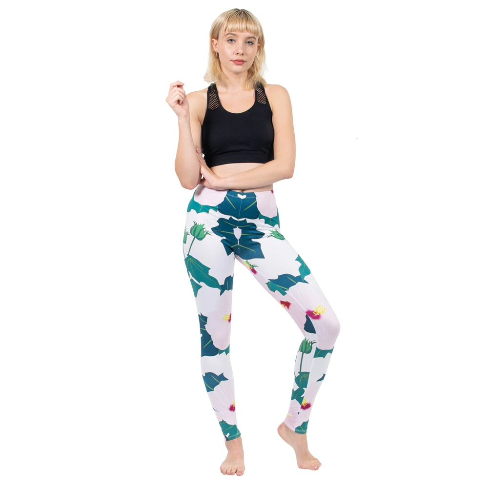 Fashion Women Legging Pink Tropics Printing With Multicolor Pattern Leggins High Elasticity Legins Fitness Pants Leggings | Vimost Shop.