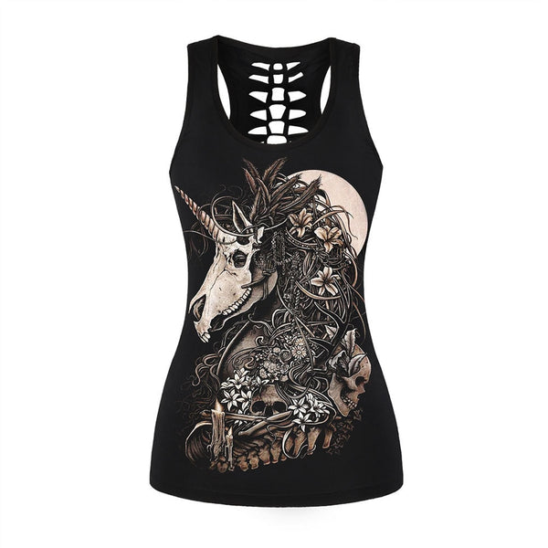 Fashion Printing Unicorn Skull Harajuku Tank Tops Women Sexy Vest Tops Gothic Girl Streetwear Sleeveless Top | Vimost Shop.