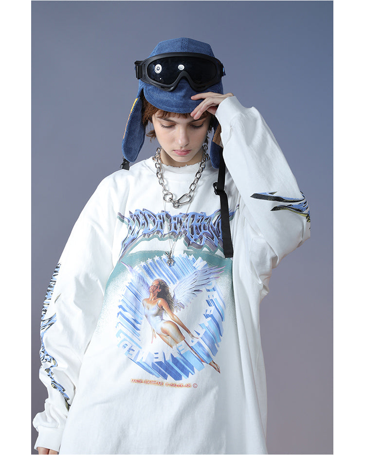 Men Hip Hop T Shirt Streetwear Retro Angel Print Harajuku Tshirt | Vimost Shop.