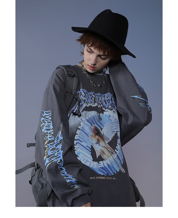 Men Hip Hop T Shirt Streetwear Retro Angel Print Harajuku Tshirt | Vimost Shop.
