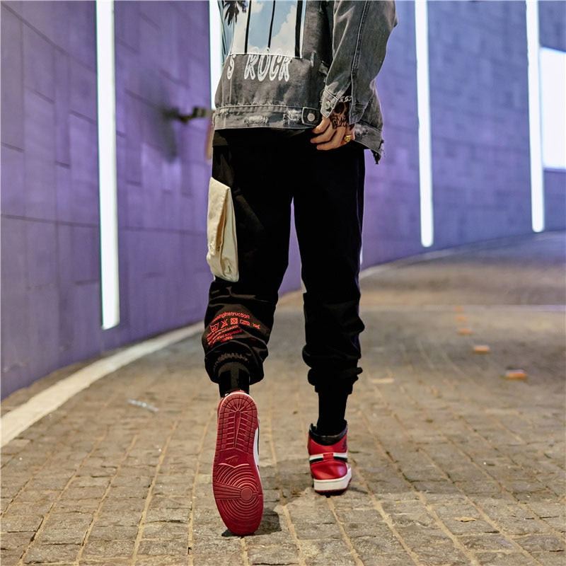 Men Cargo Patchwork Track Pants Fashion High Steet Joggers Sweatpants Streetwear | Vimost Shop.